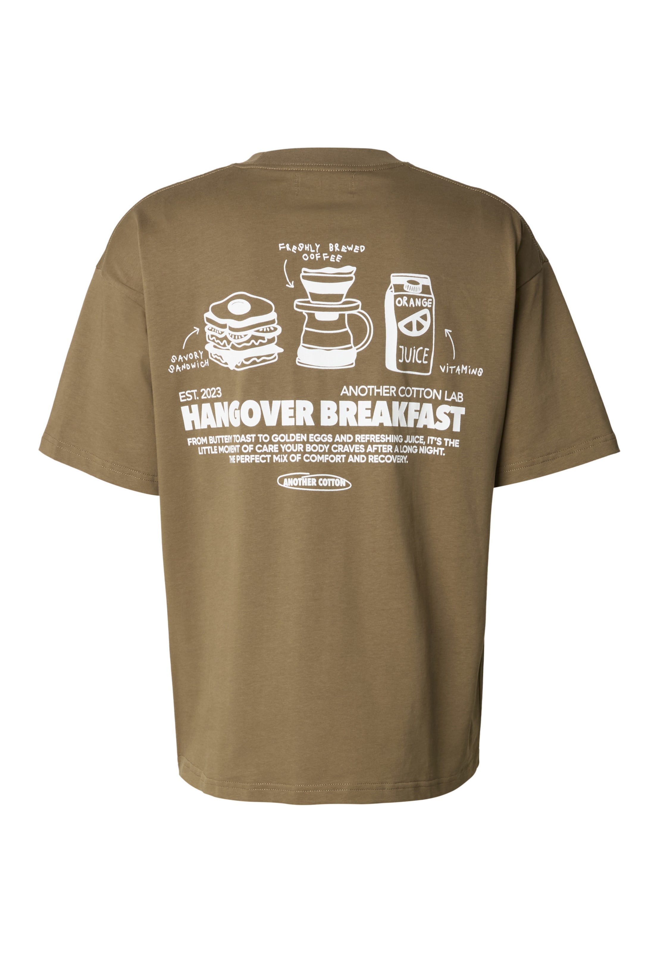 Another Cotton Lab Shirt 'Hangover Breakfast' in Groen