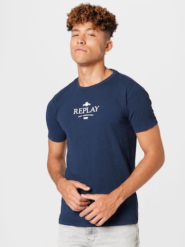 T-Shirt REPLAY en bleu : devant