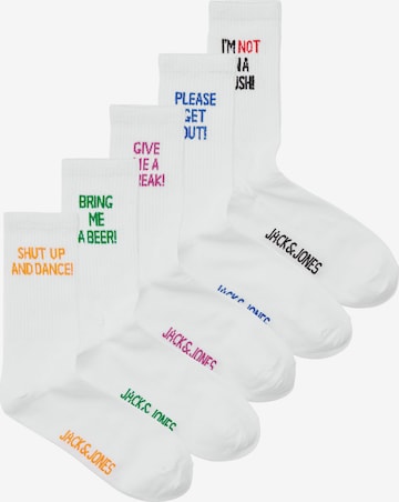 JACK & JONES Къси чорапи 'STATE' в бяло: отпред