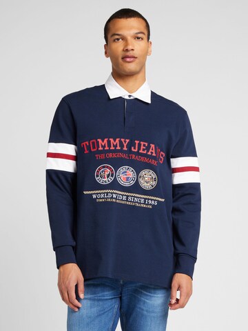 Tommy Jeans Poloshirt 'VARSITY EXPLORER' in Blau: predná strana