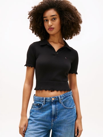 Tommy Jeans Trui 'LETTUCE' in Zwart: voorkant