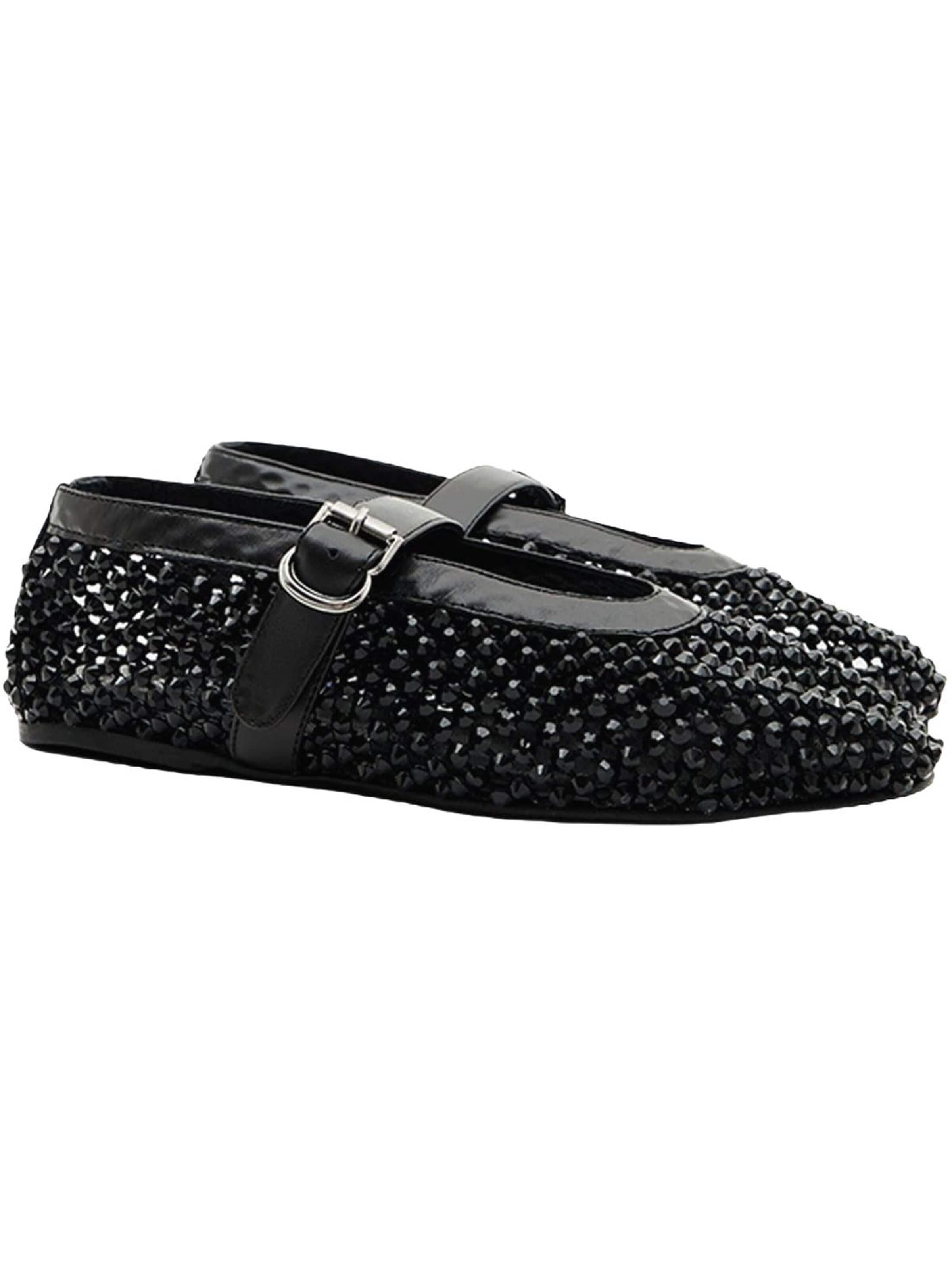 Desa Strap ballerina 'DESA Damen Mary Jane Ballerinas mit Steindetails' in Black