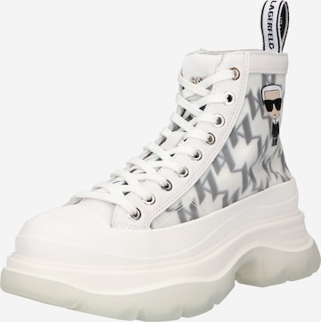 Karl Lagerfeld Lace-Up Ankle Boots 'LUNA' in White: front