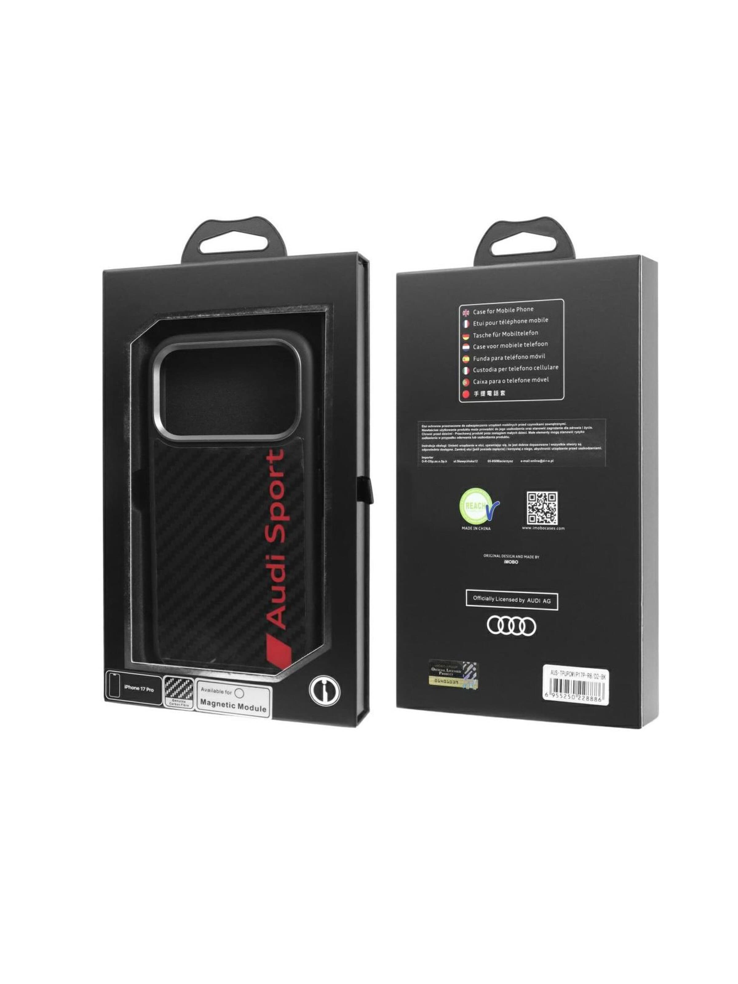 Audi Smartphonehoesje 'Audi iPhone 17 Pro R8 Carbon Fiber MagSafe' in Zwart