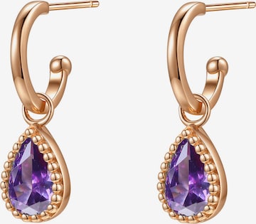Hey Happiness - Pendientes 'February Birthstone' en oro: frente