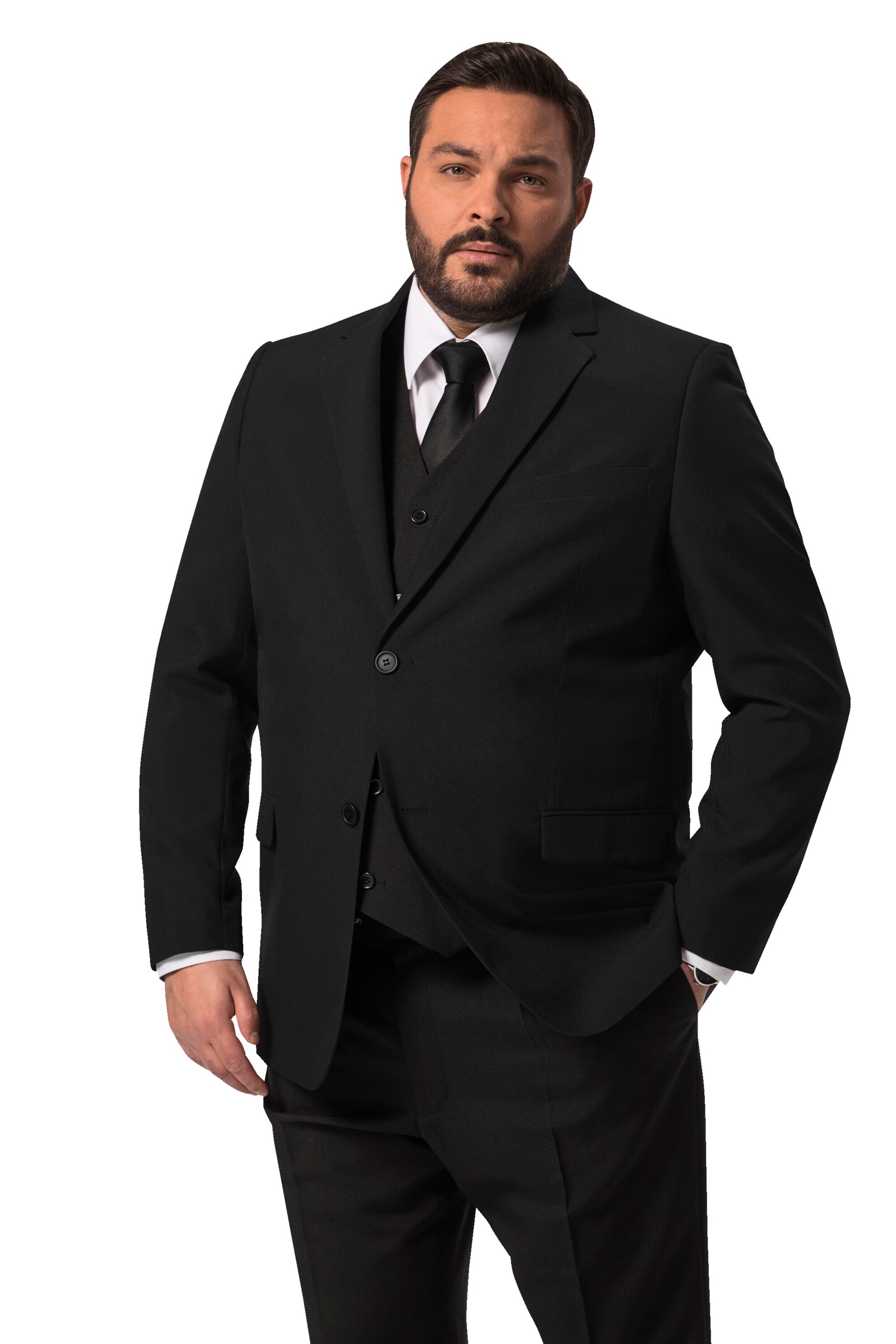Men Plus Regular fit Blazer 'Malaga' in Black: front