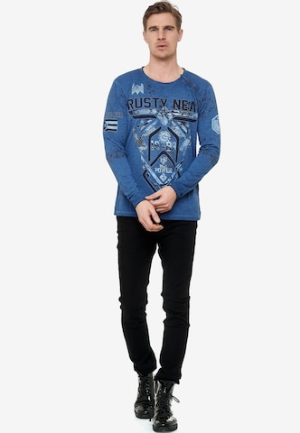 Rusty Neal Langarmshirt mit angesagten Prints in Blau