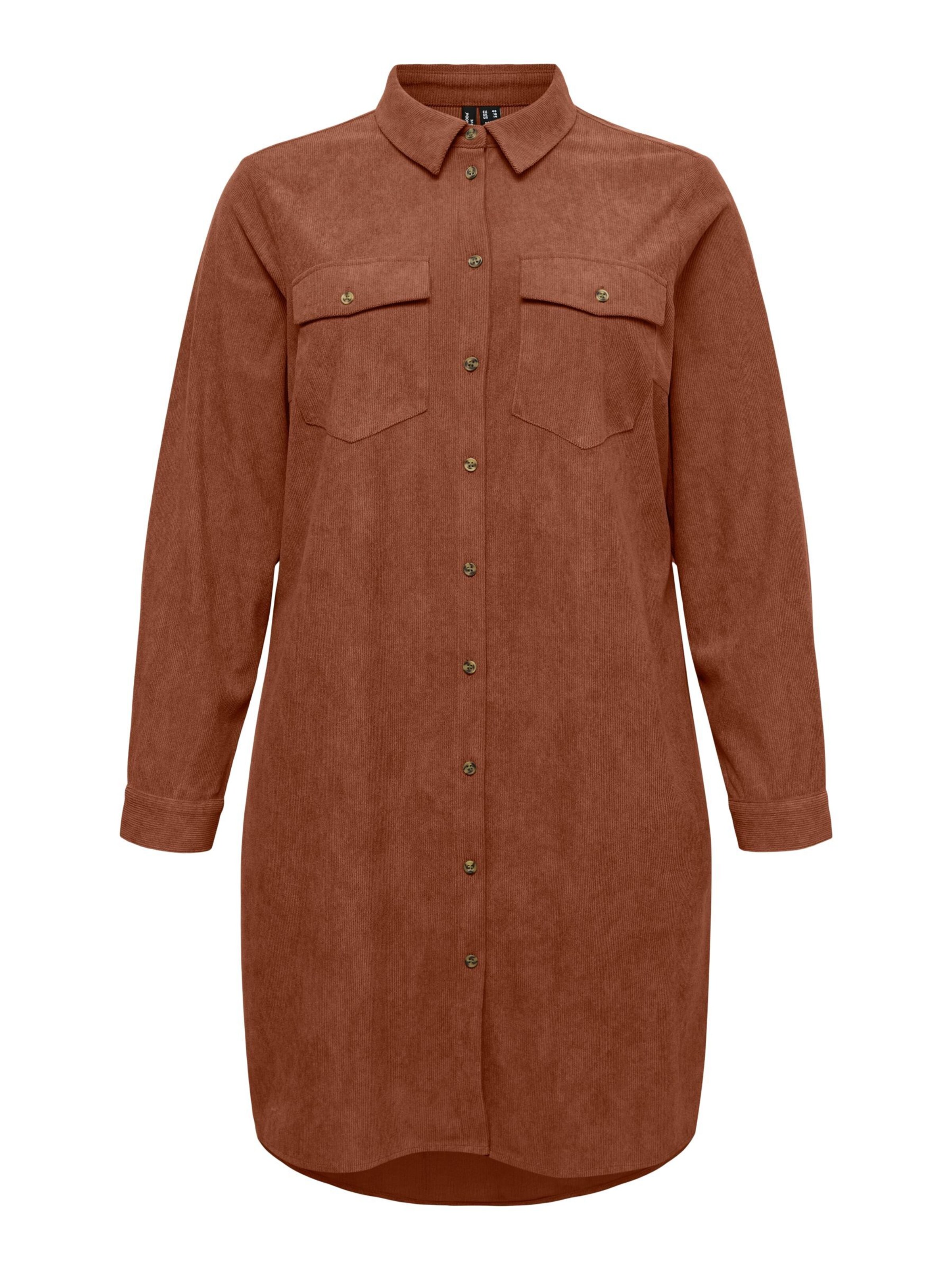 Vero Moda Curve - Vestido camisero 'VMCVILJA' en marrón: frente