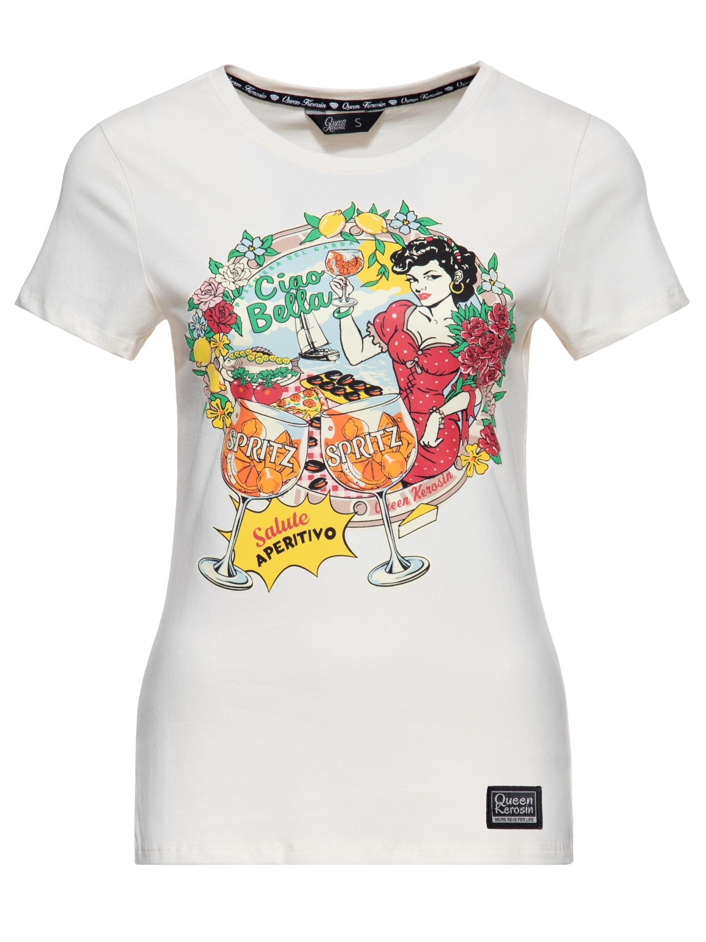 Queen Kerosin Shirt 'Ciao Bella'‌‌‌‌‌‌‌‌‌ in Weiß: Vorderseite