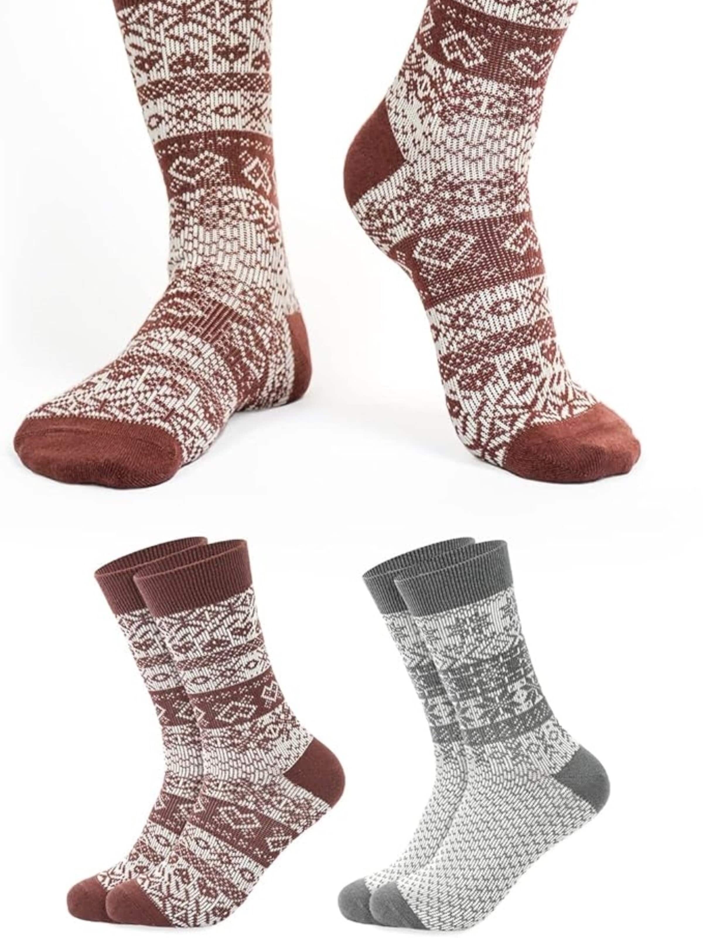 footnote Ankle socks 'Footnote Wollsocken - 40% Wolle, atmungsaktiv und wärmend - 2 Paar (grau & rot)' in Red: front