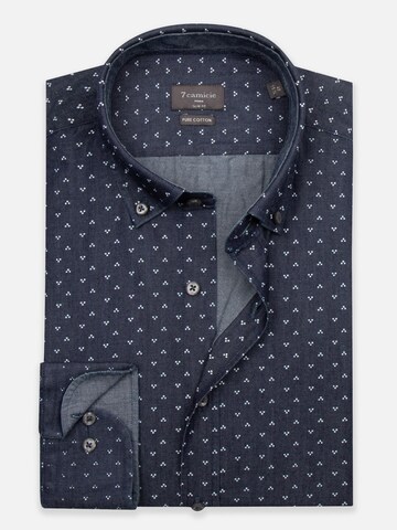 Slim fit Camicia business 'Leonardo Denim Man Shirt Blue White' di 7Camicie in blu