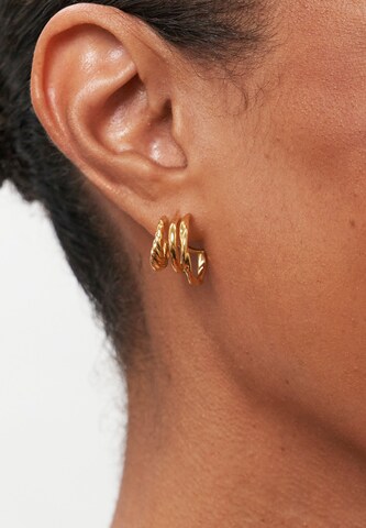 Stilnest Earrings 'Flux Triple' in Gold: front