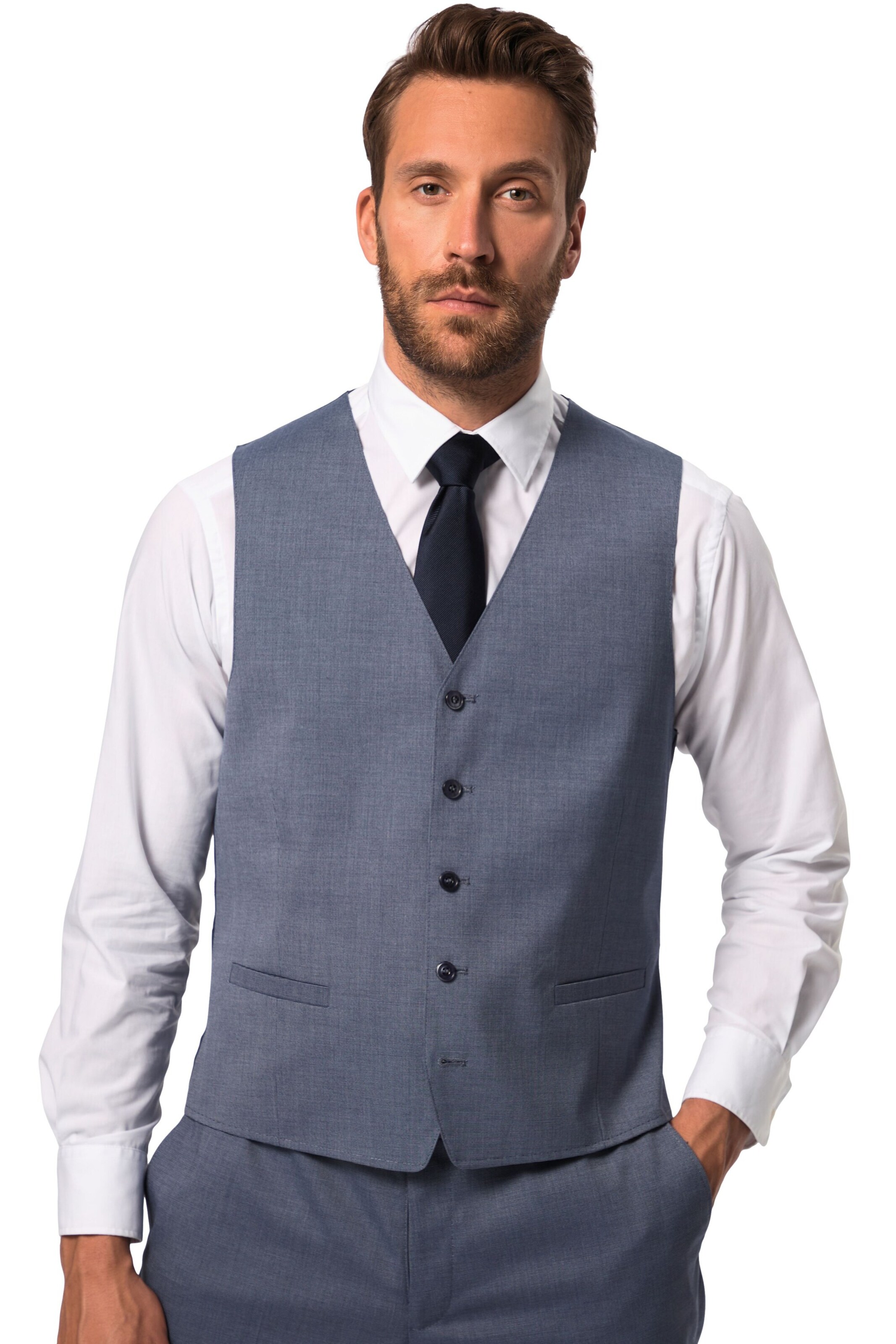 JP1880 Gilet in Blauw: voorkant