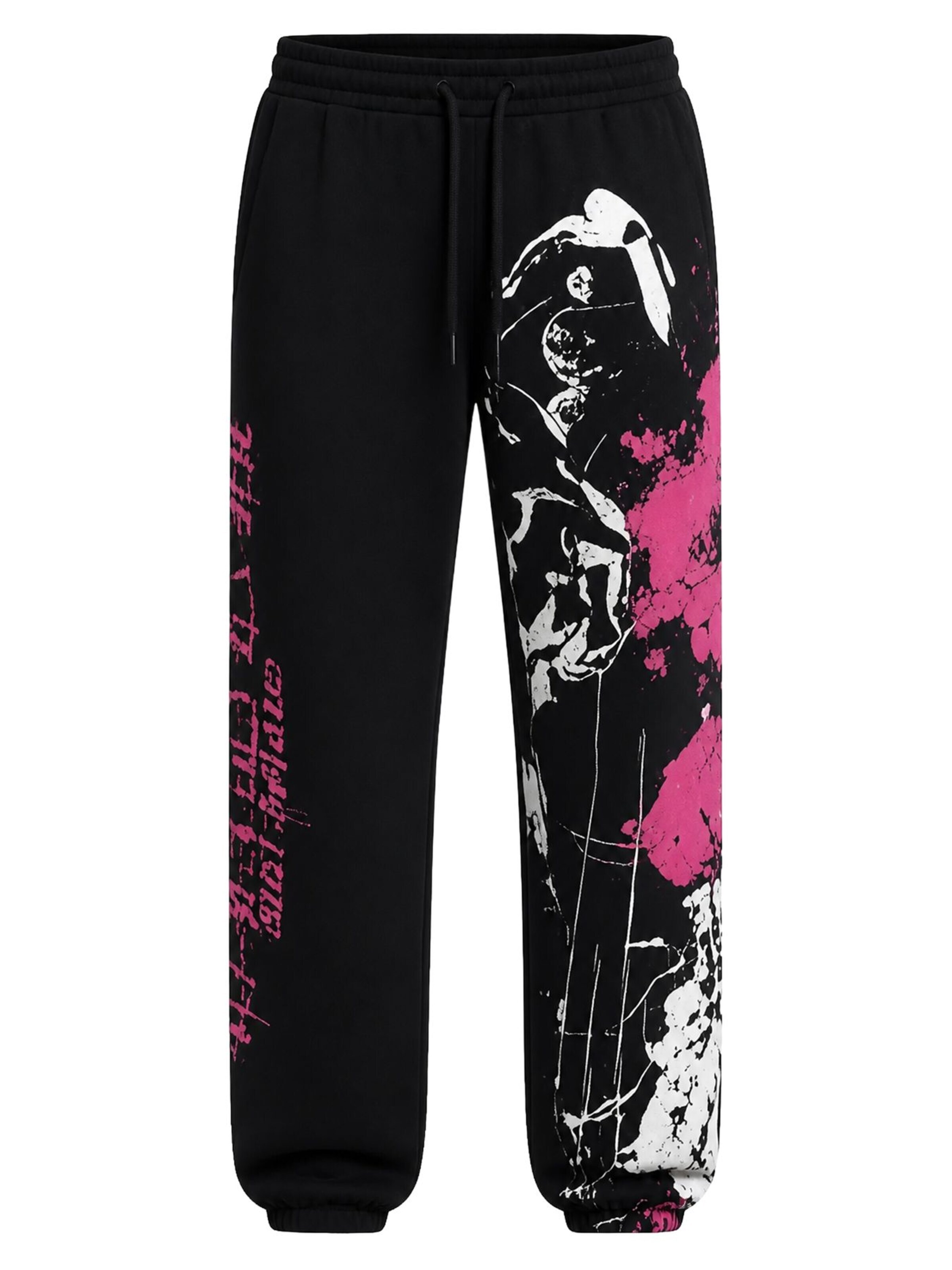 Yakuza Loose fit Workout Pants 'Flowers' in Black: front