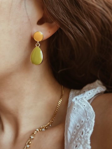 Kamakula Earrings 'Enamel Teardrop' in Yellow