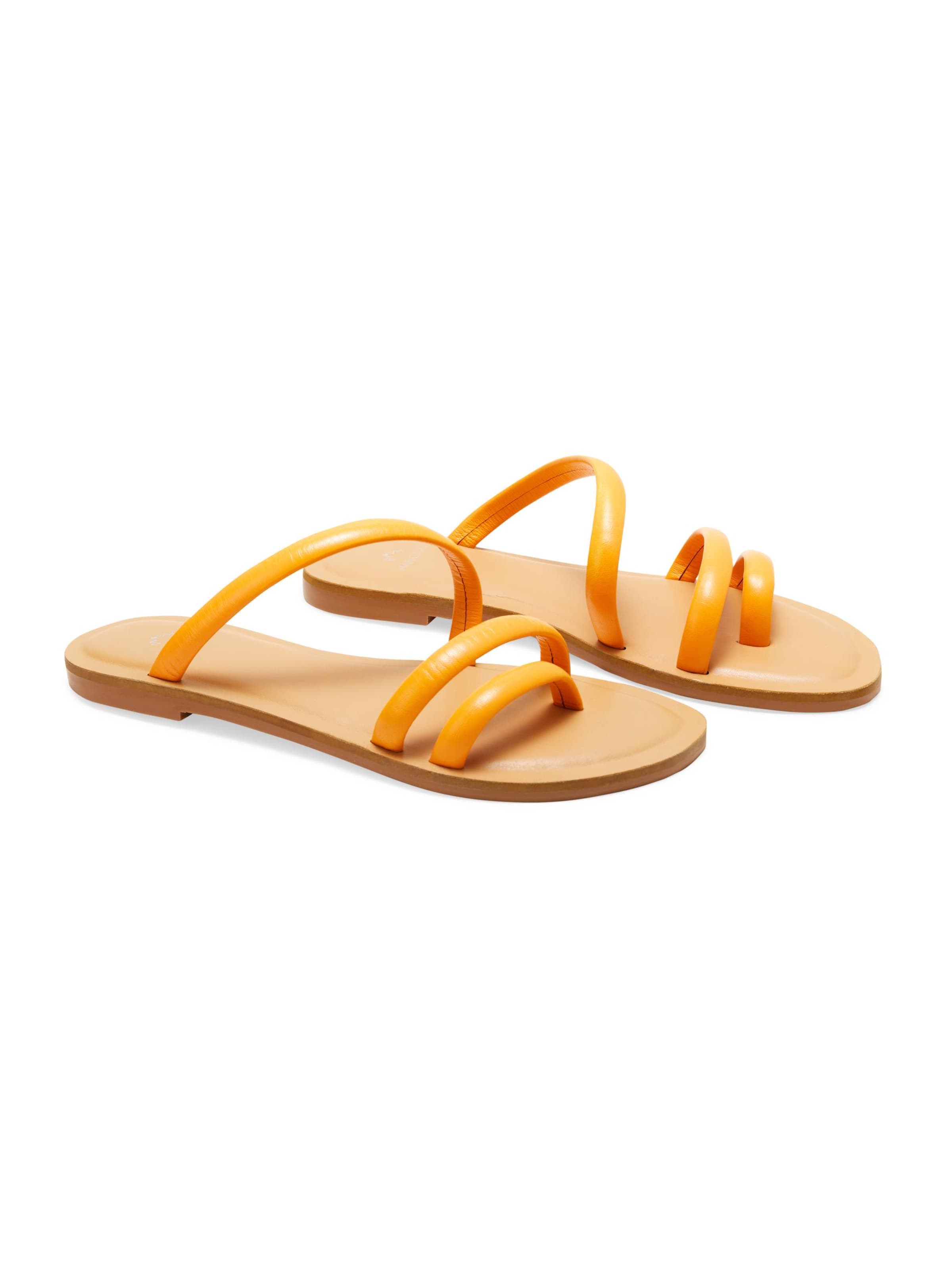 Mangara Atelier - Sandalias con hebilla 'Sandales plates Mangara Cocao en cuir orange' en naranja