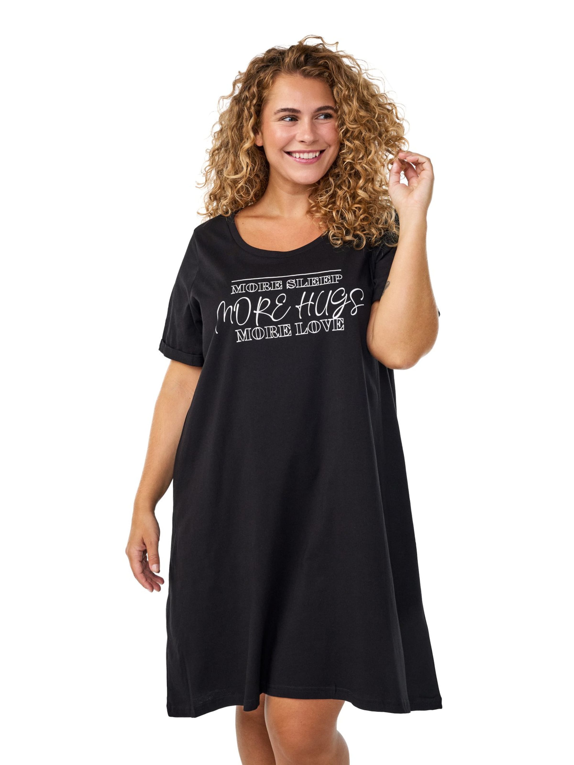 Zizzi Ночная рубашка 'MALLY' в Черный: спереди