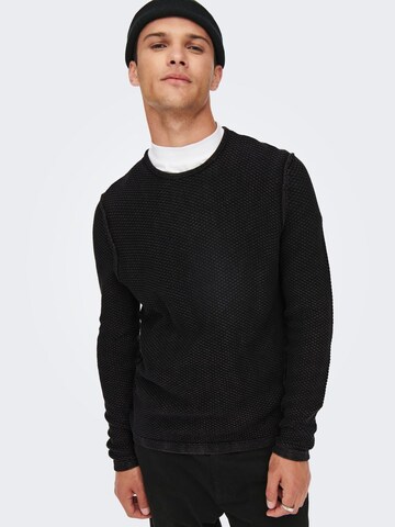 Only & Sons Sweter 'PAVO' w kolorze czarny