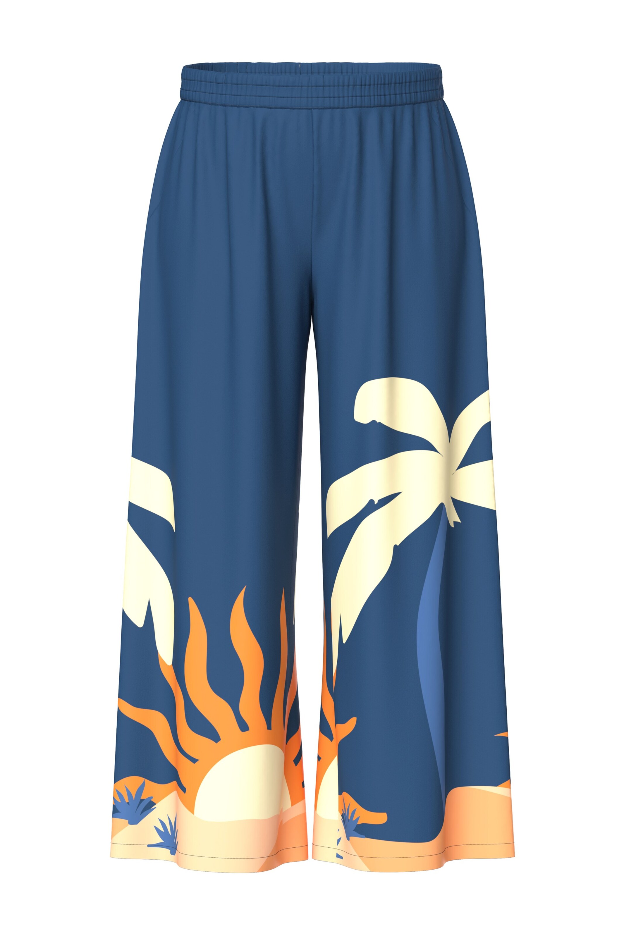 Ulla Popken Wide Leg Hose in Blau: Vorderseite