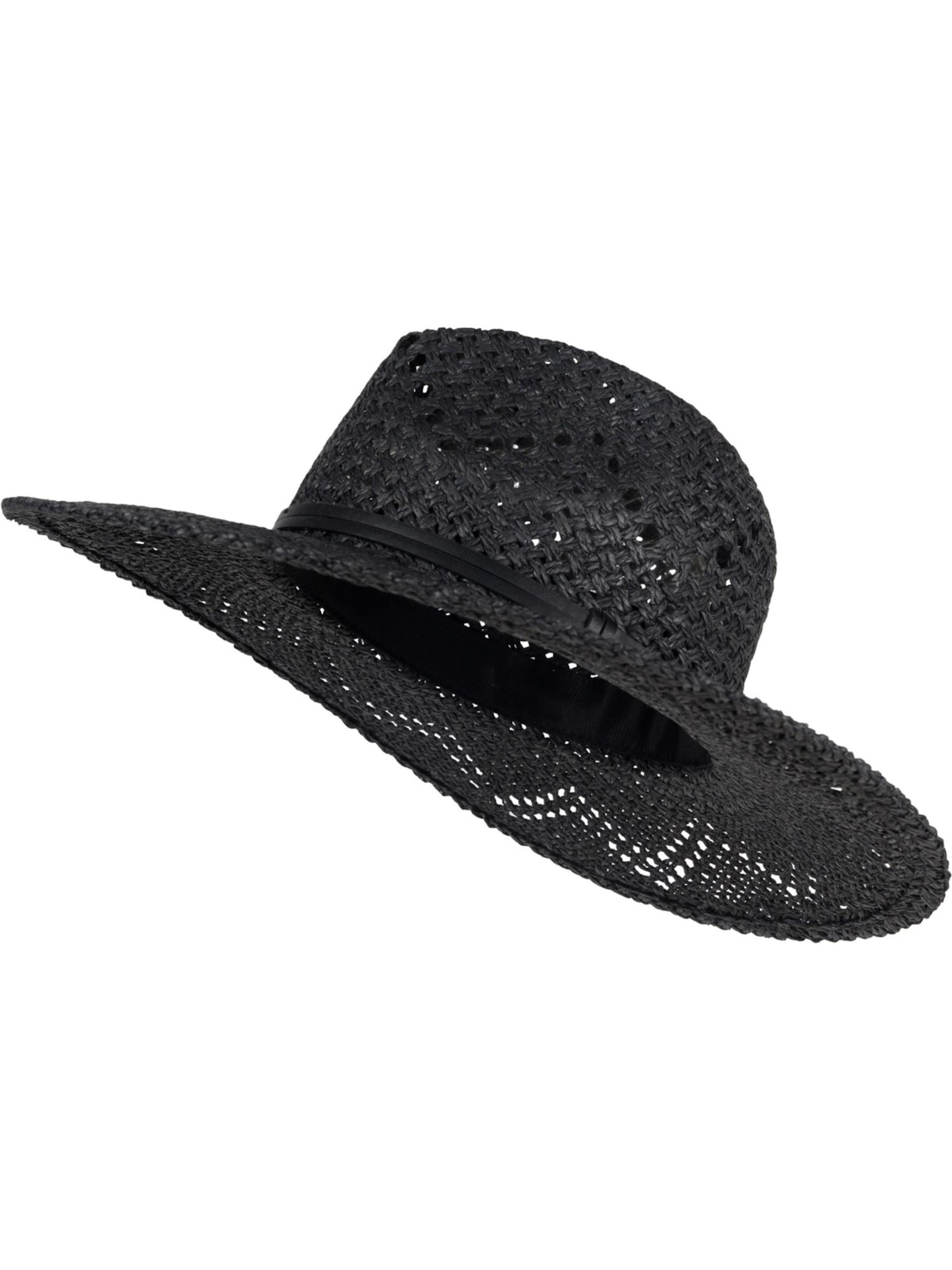 styleBREAKER Hat 'Panama Strohhut mit Stoff Zierband' in Black: front