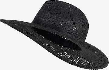 styleBREAKER Hut 'Panama Strohhut mit Stoff Zierband' in Schwarz: Vorderseite