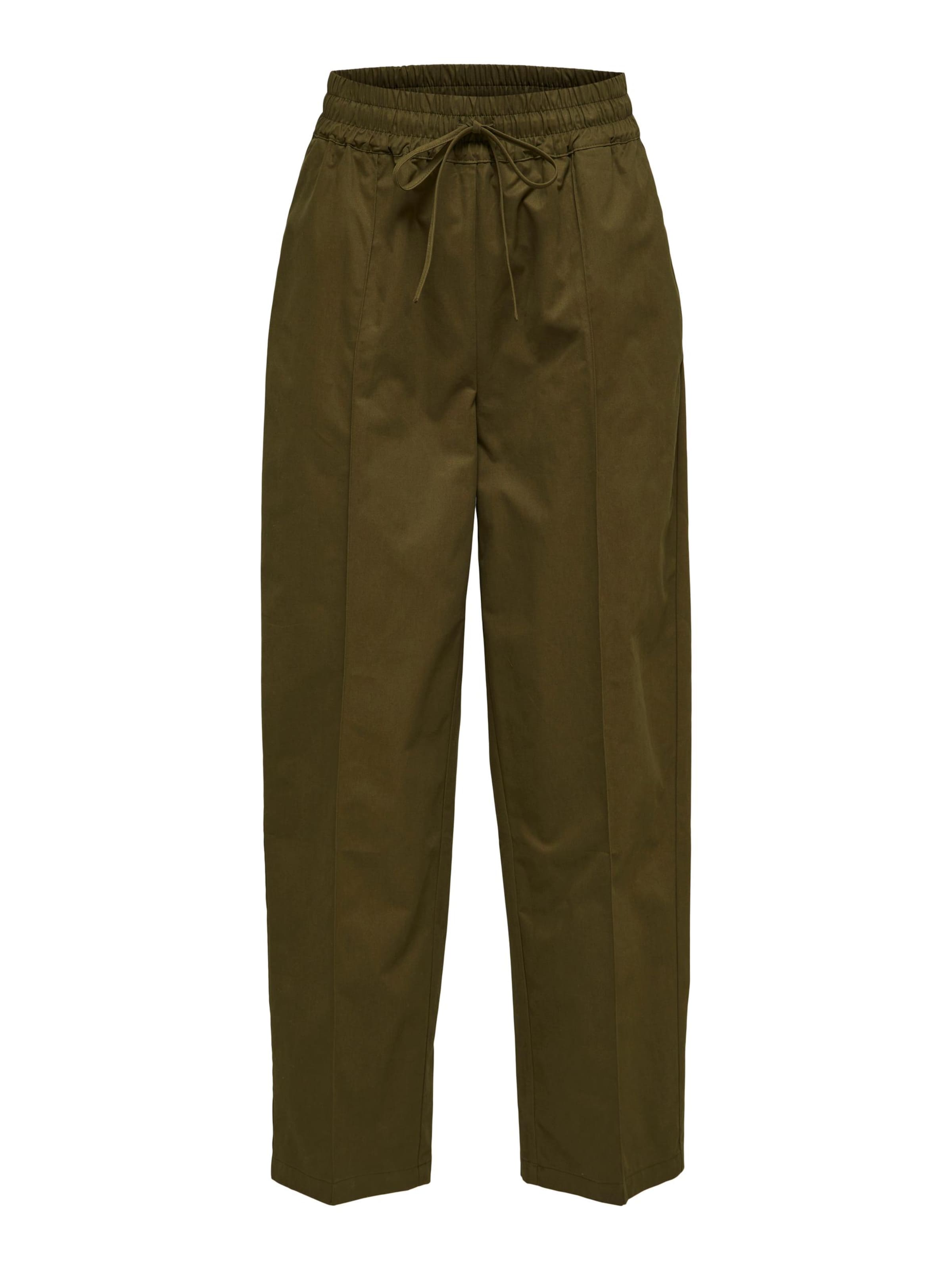 SELECTED Zvonové kalhoty Kalhoty s puky 'Noria' – zelená: přední strana