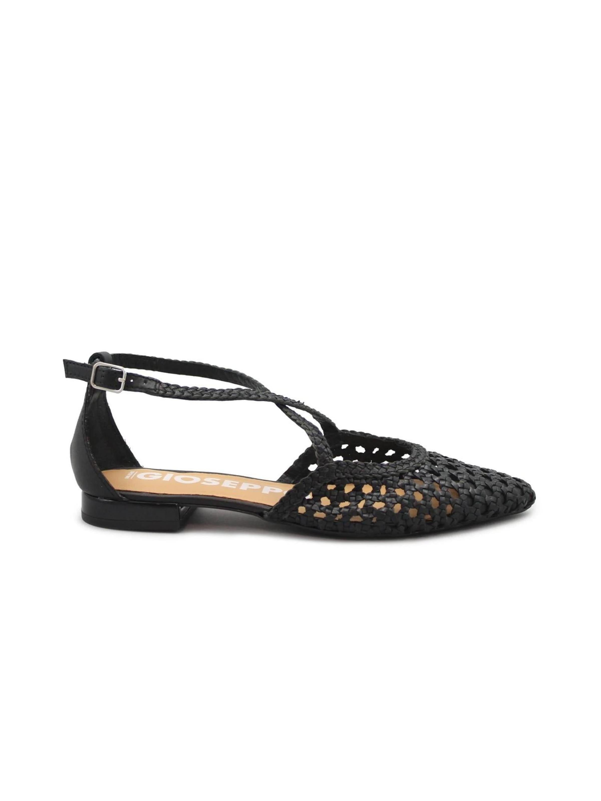 GIOSEPPO Ballet Flats with Strap 'Leskovic' in Black: front