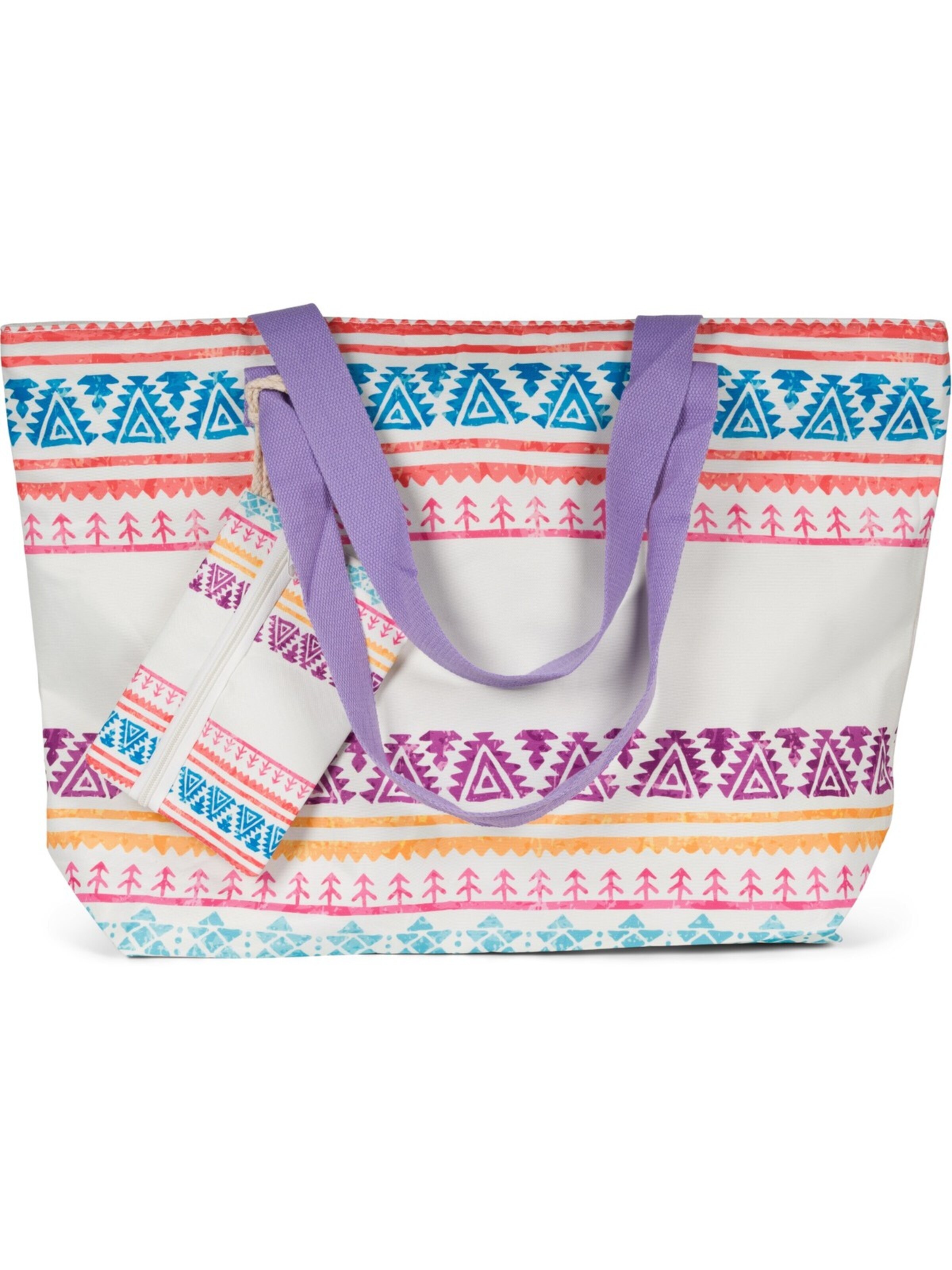 styleBREAKER Strandtasche 'Strandtasche Azteken Muster - Boho'‌‌‌ in Lila