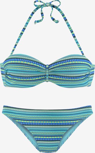 LASCANA Bikini en turquoise / bleu cobalt / bleu roi / bleu ciel / jaune, Vue avec produit