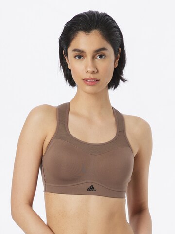 ADIDAS SPORTSWEAR Bralette Sports bra 'Tlrd Impact High-Support' in Brown: front