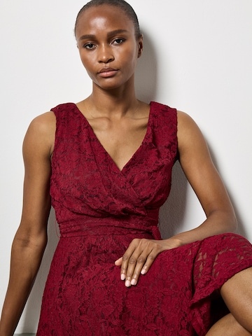 Apricot Floral Lace Fit And Flare Mini Dress ' ' in Rot