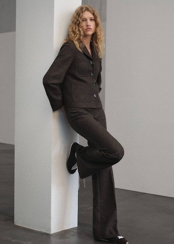 MANGO Flared Pleated Pants 'Camila' in Brown