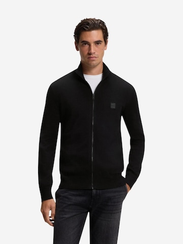 BOSS Gebreid vest 'Kanozip' in Zwart