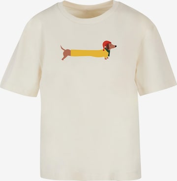 Merchcode Tričko 'Christmas Dog' - Béžová: predná strana