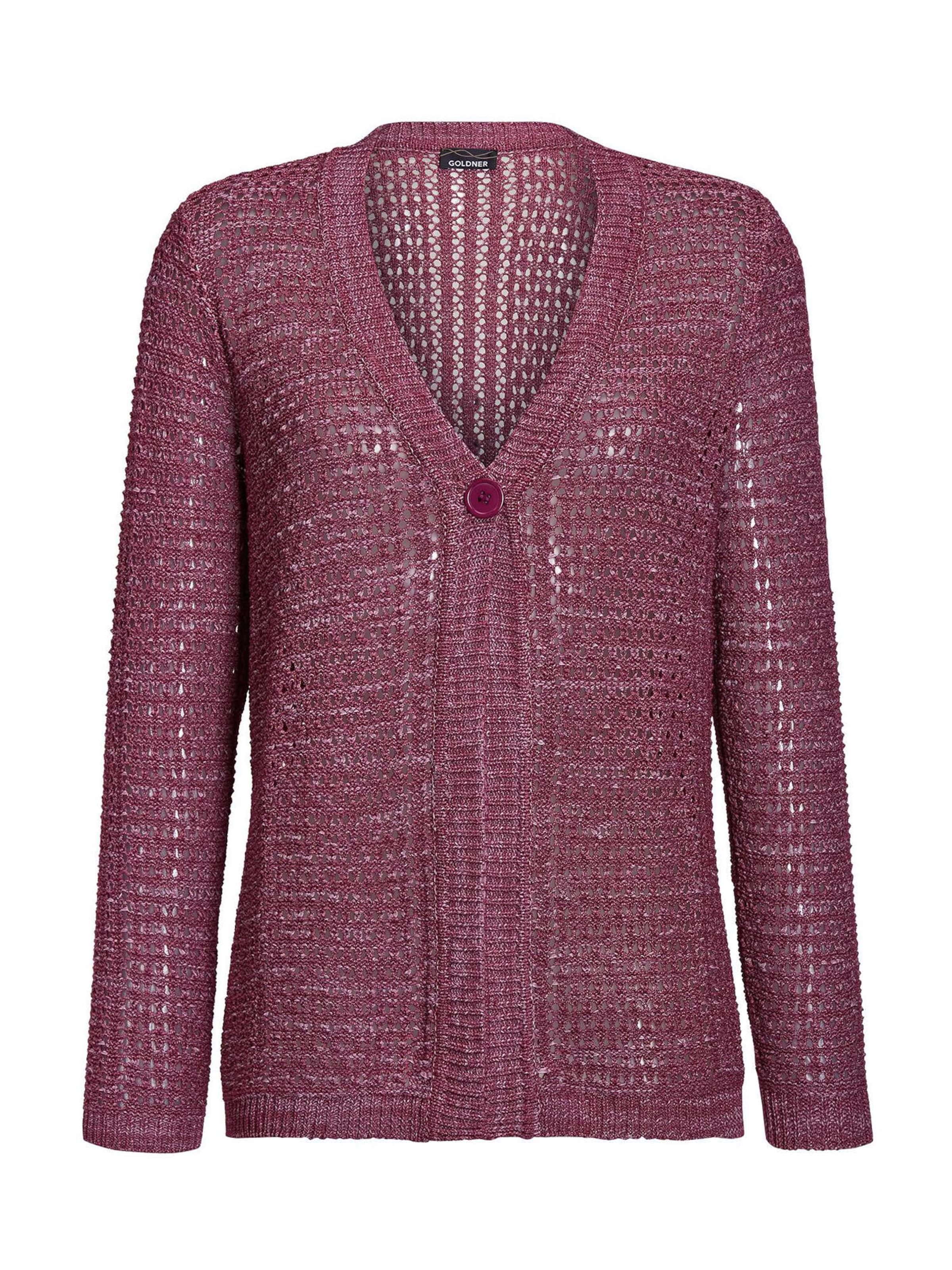 Goldner Strickjacke in Pink: Vorderseite