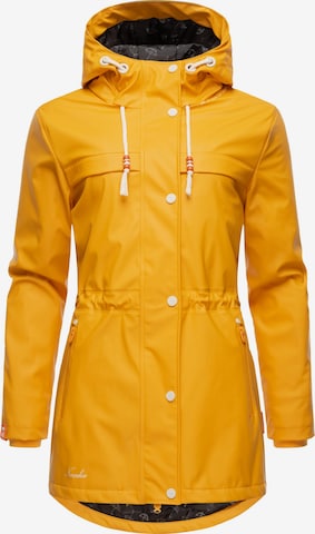 NAVAHOO Between-Seasons Coat 'Rainy Forest' in Yellow: front