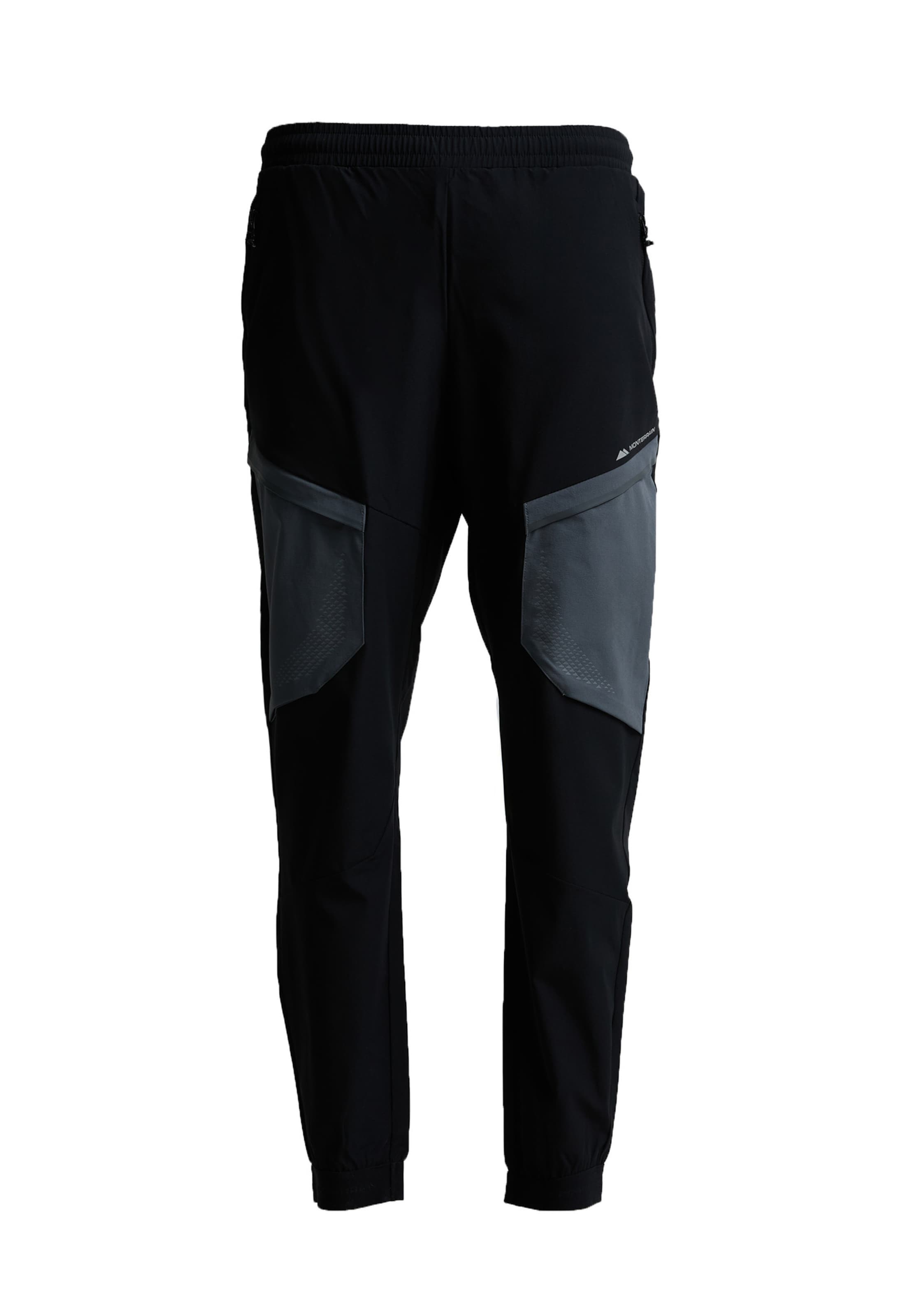 MONTERRAIN Tapered Pants in Black: front
