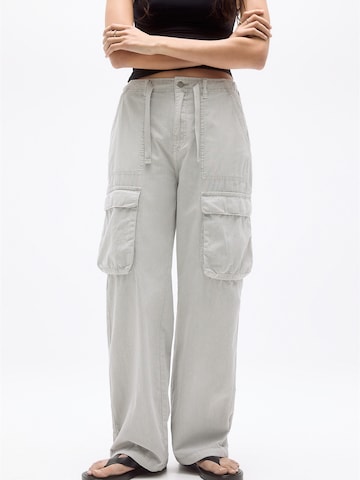 Pull&Bear Wide Leg Cargojeans i grå: forside