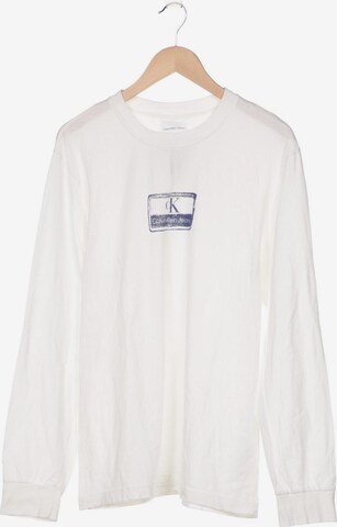 Calvin Klein Jeans Langarmshirt L in Weiß: predná strana