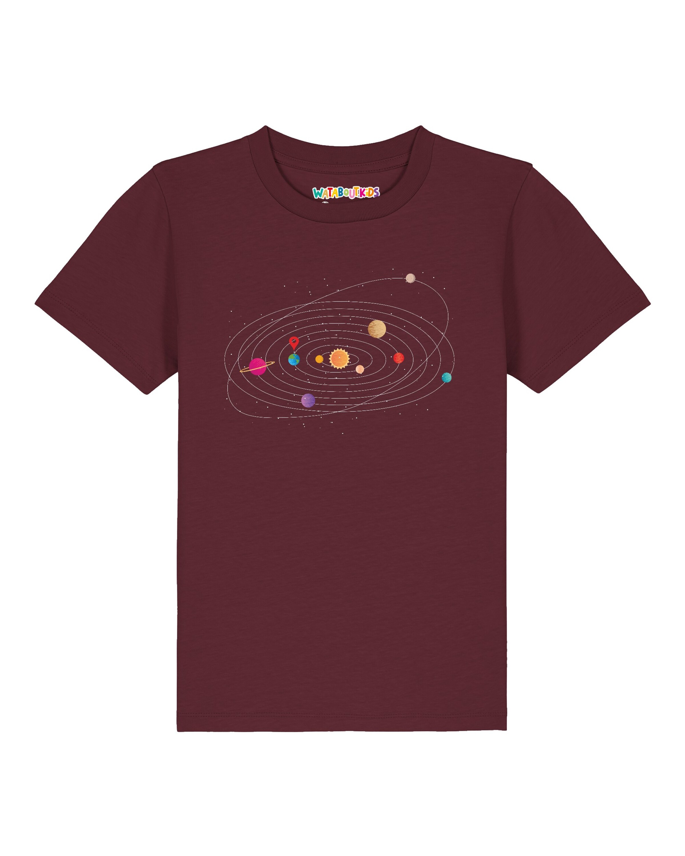 T-Shirt ' Sonnensystem ' watabout.kids en rouge : devant