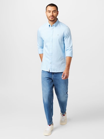 TOMMY HILFIGER Slim Fit Hemd 'Dobby' in Blau