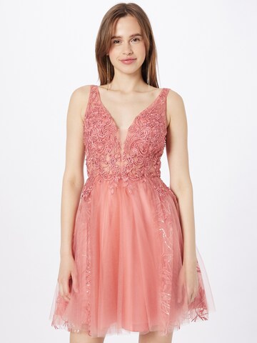 Robe de cocktail Laona en rose : devant