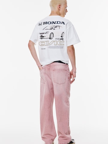 Pull&Bear T-shirt 'HONDA CIVIC' i vit: framsida