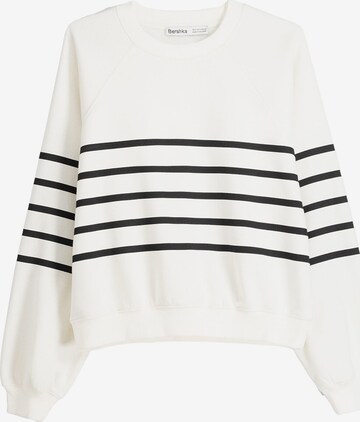 Sweat-shirt Bershka en blanc : devant