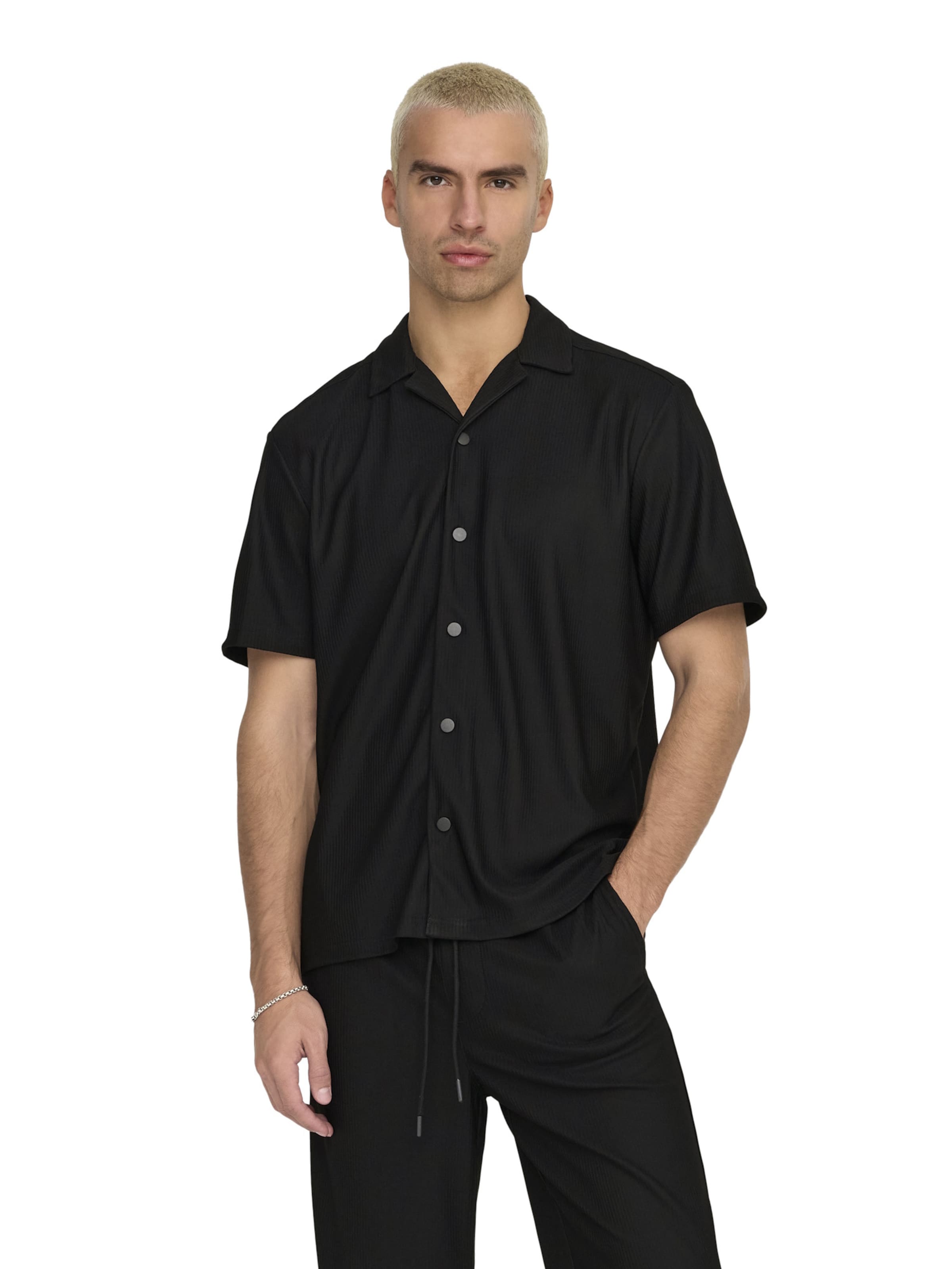 juoda Only & Sons Standartinis modelis Marškiniai 'ONSKari': priekis