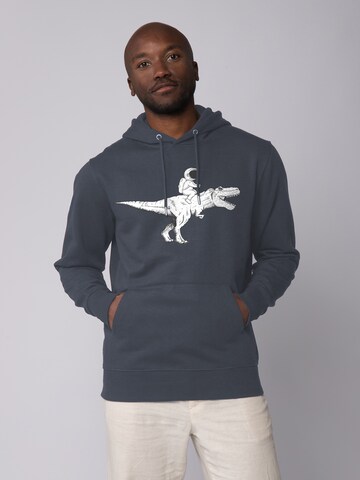 Sweat-shirt ' Astronaut on T-Rex ' Watapparel en gris : devant