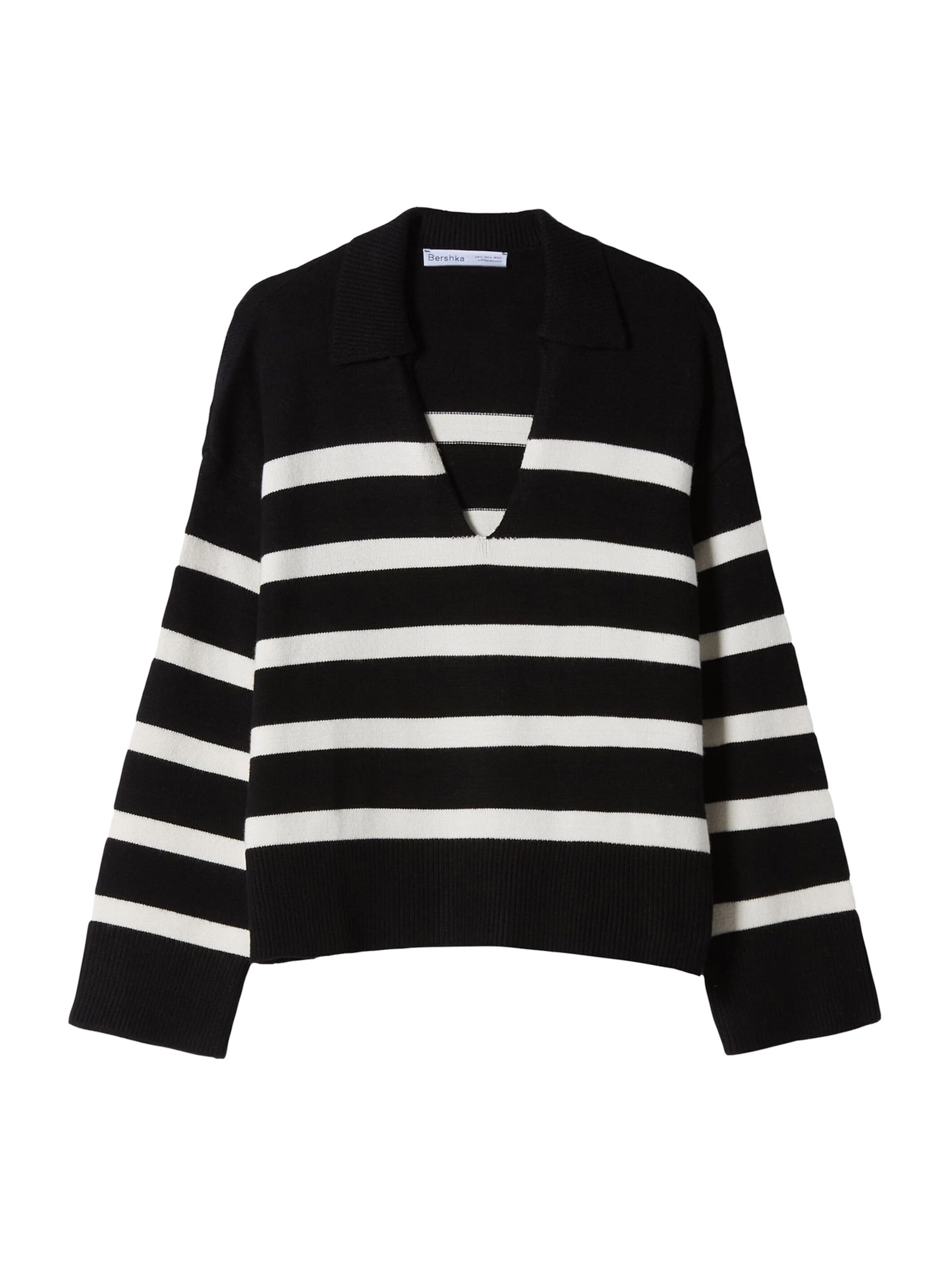 Bershka Пуловер в черно: отпред