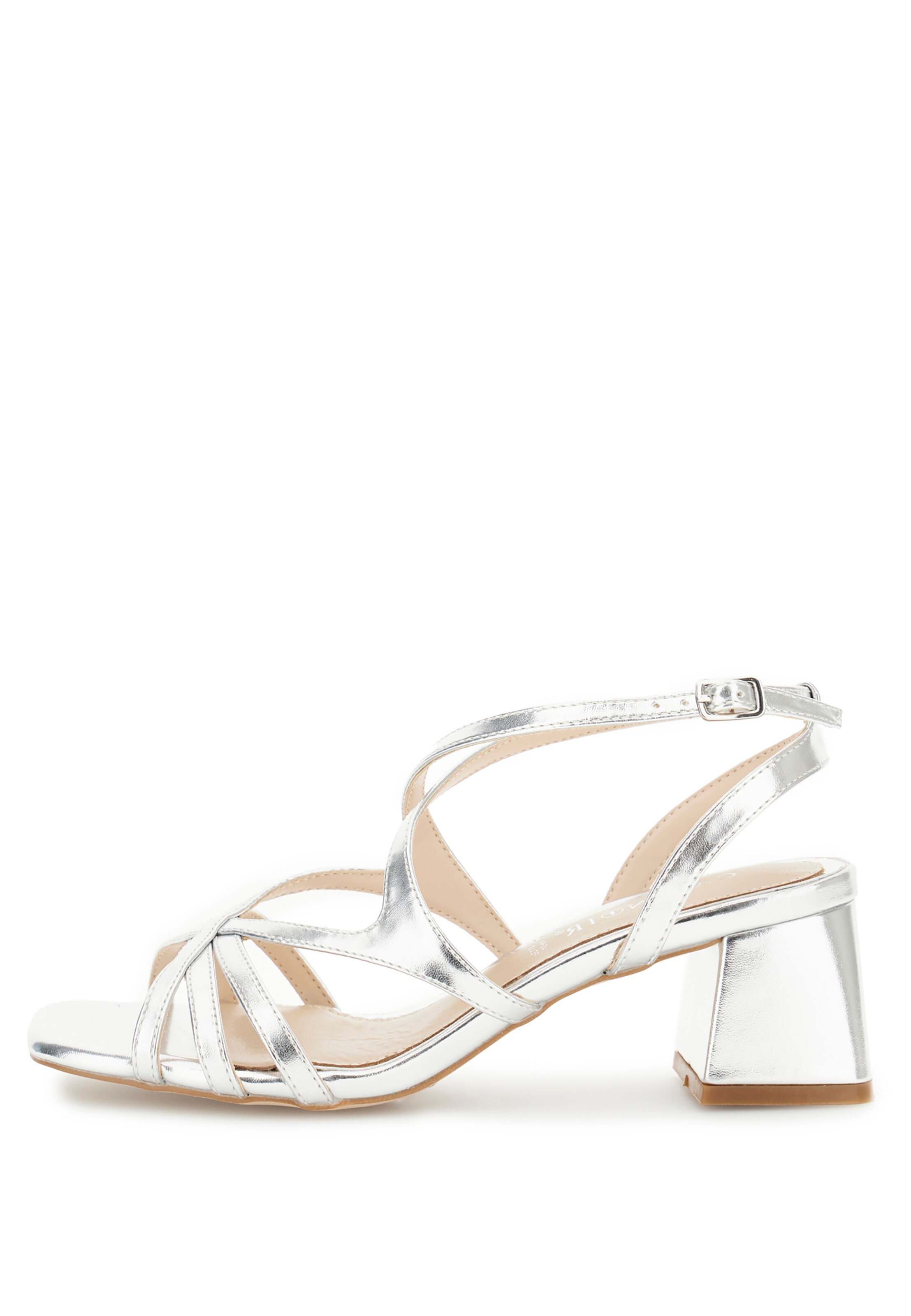 CAFè NOIR Sandalen met riem in Zilver: voorkant