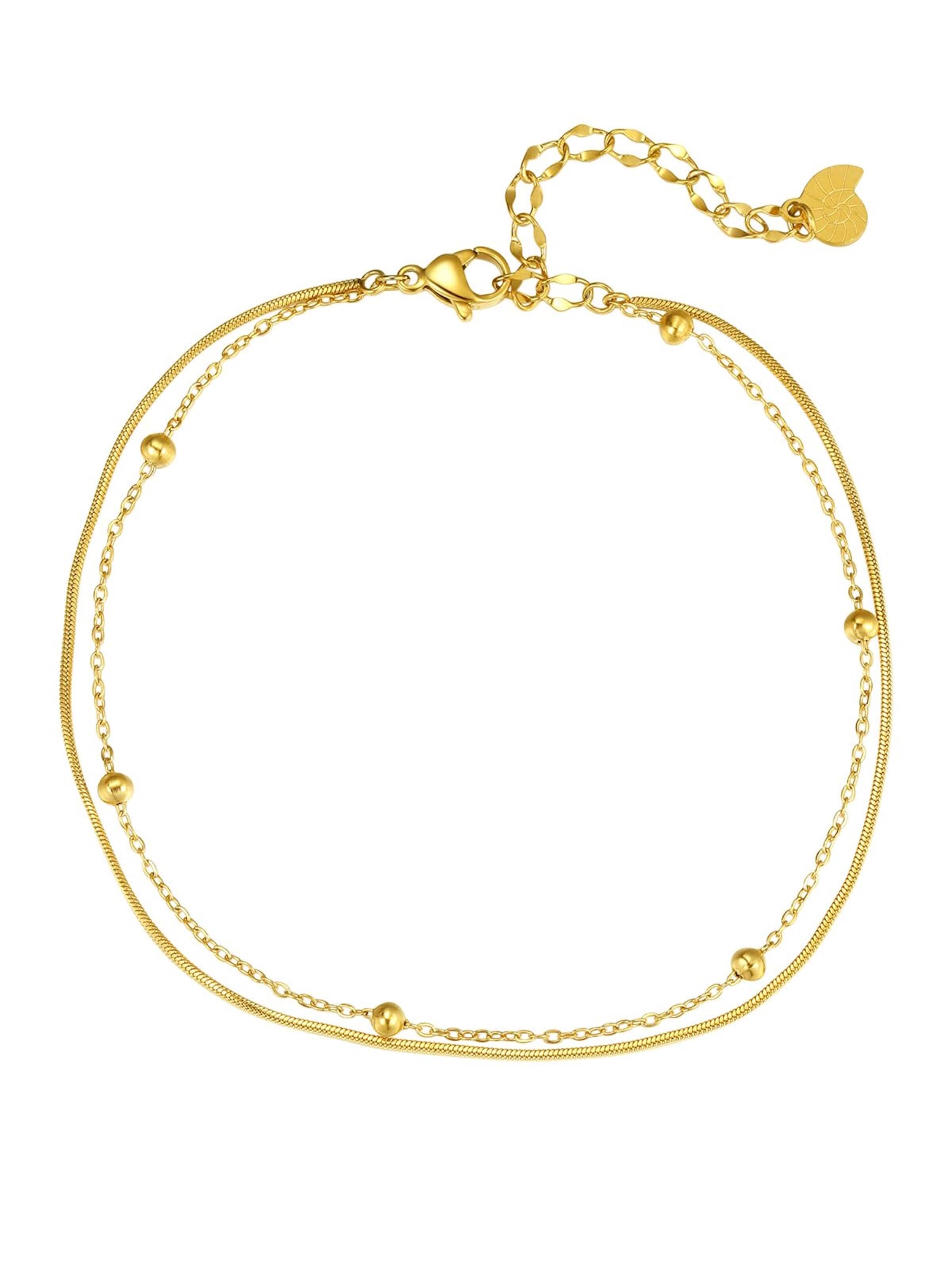 Hey Happiness Fußschmuck 'Sea Beads'‌‌‌‌ in Gold: Vorderseite