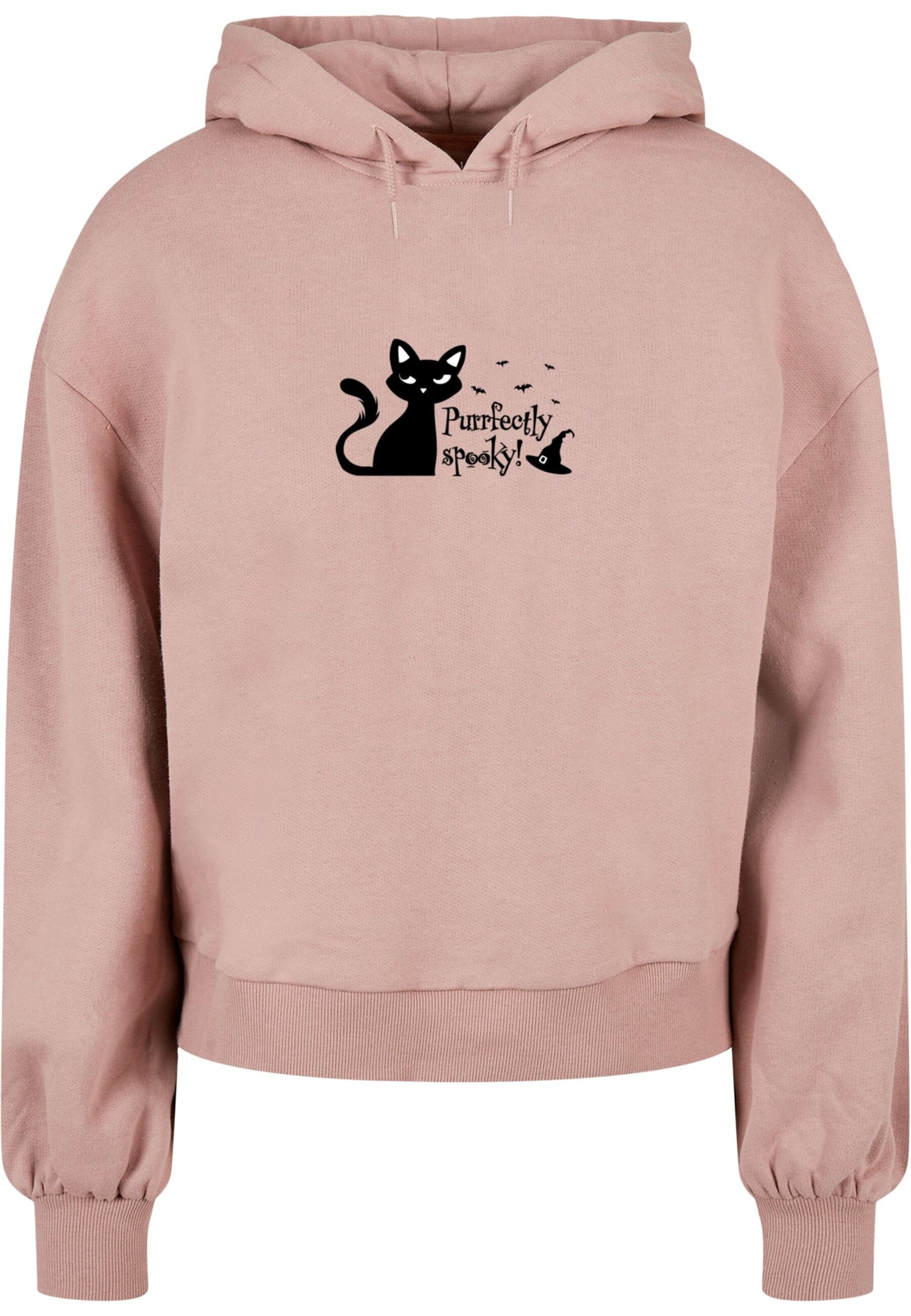 Merchcode Sweatshirt 'Halloween - Purrfectly Spooky' in Pink: front